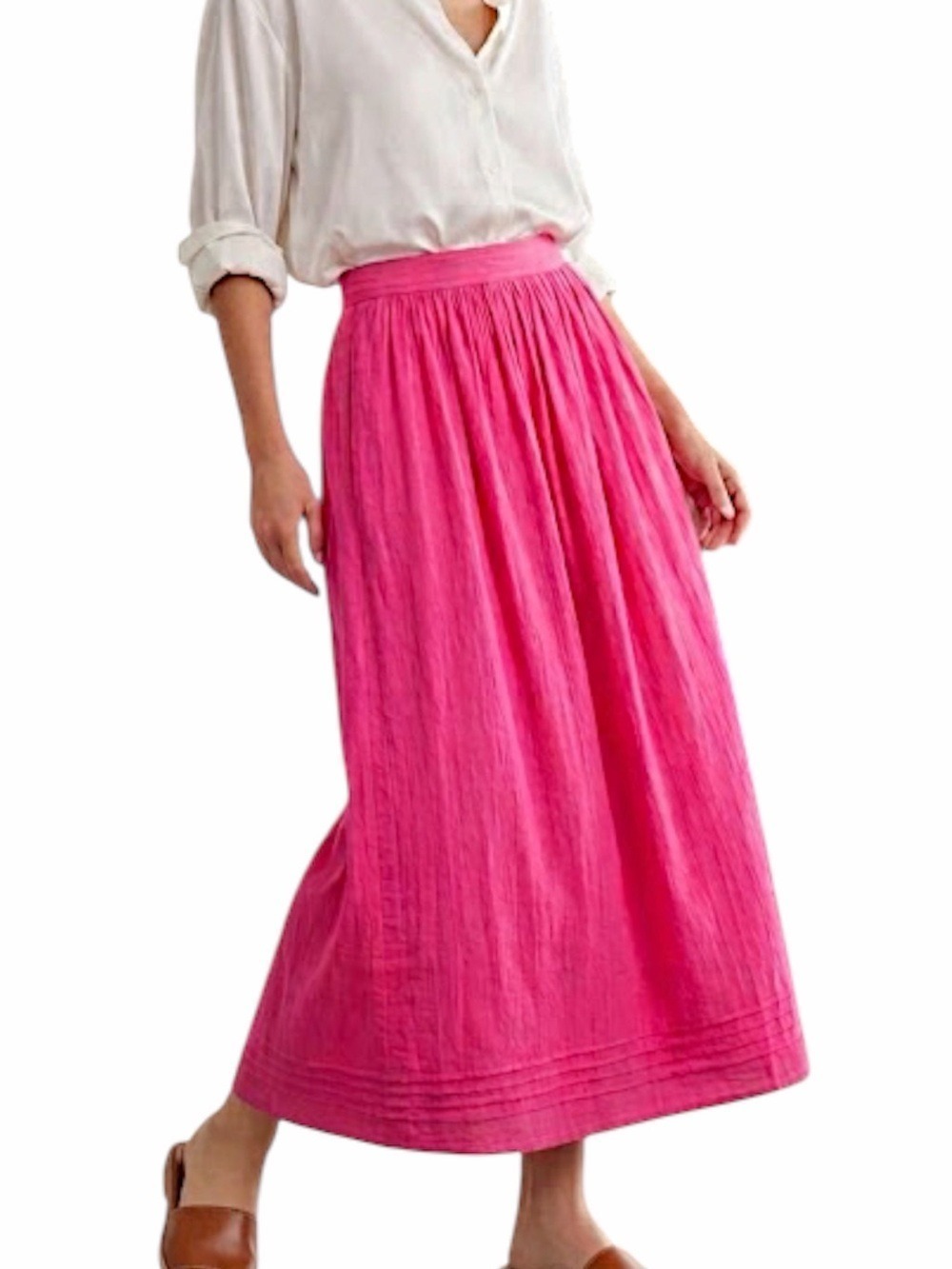 Vintage Rouie pink crinkly cotton maxi skirt 8